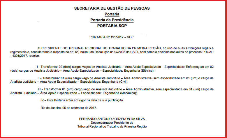 Concurso TRT RJ