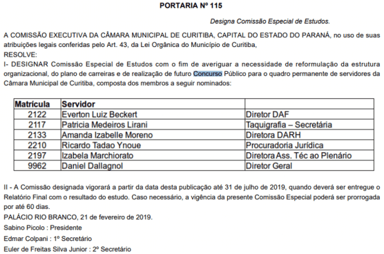 Comissão do Concurso Câmara Municipal de Curitiba