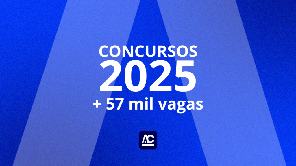 Concursos Públicos 2025 são mais de 57 mil vagas para todas as carreiras policial, militar, administrativos e outros. Com escolaridades de ensino médio, superior em todo o Brasil. Imagem com fundo azul. logo AlfaCon Concursos Públicos, texto escrito concursos 2025 + de 57 mil vagas