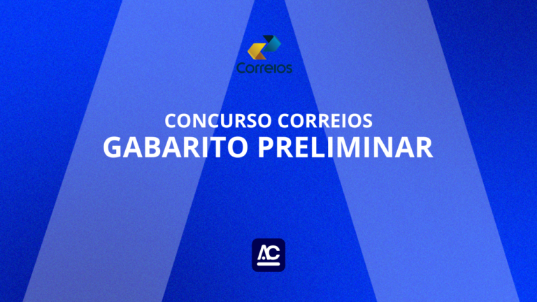 Concurso Correios AlfaCon Concursos Públicos preparou evento ao vivo no Youtube sobre como foi a prova dos correios, quais as respostas das questões e possíveis recursos gratuitamente. Imagem com azul de fundo, logomarca da empresa dos Correios e escrita em branco correios gabarito preliminar. Artigo explicando como acessar gabarito e o que fazer depois do concurso.