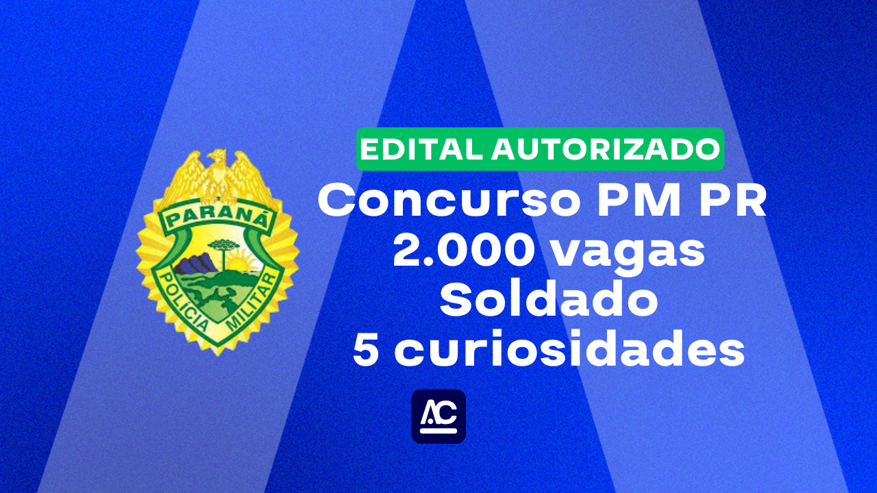 5 curiosidades sobre o concurso PMPR Soldado. Certame autorizado para 2.000 vagas.